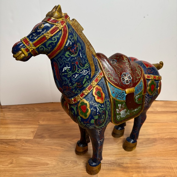 Vintage Large Tang Dynasty Wooden Horse Statue 23"Finely Hand Decorated Oriental - Picture 5 of 16
